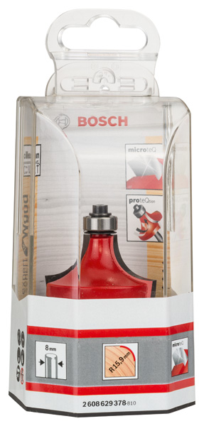 BOSCH Abrundfräser Expert for Wood, 8 mm, D 44,4 mm, R1 15,9 mm, L 22,2 mm, G 64 mm