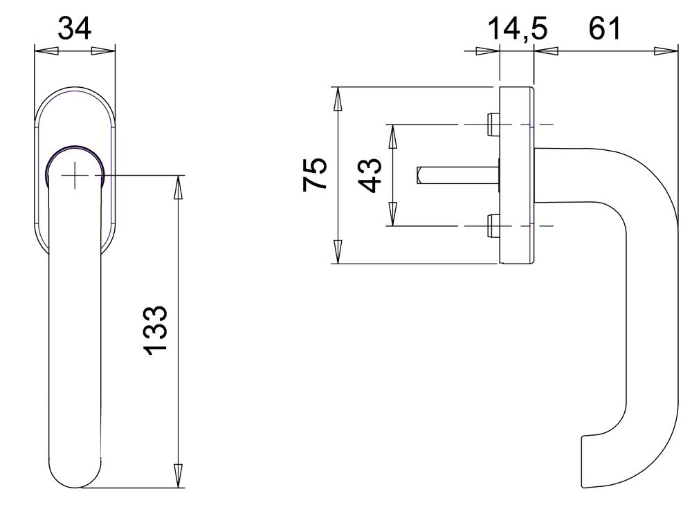 EDI Fenstergriff Janus 1013/1035, Edelstahl