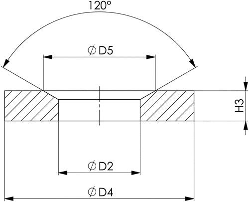 AMF Kegelpfanne DIN 6319G f.Schrauben M36 Bohrungs-D.42mm Kegelwinkel 120Grad AMF