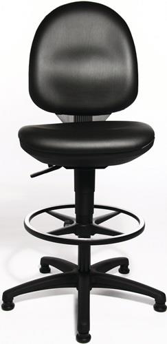 TOPSTAR Arbeitsdrehstuhl Tec 50 Bodengleiter+Fußring Kunstlederpolster schwarz