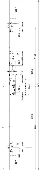 WINKHAUS Automatik Mehrfachverriegelung T-AV4DOR-U2460 L124P/50 A9 92/8 M2 RS MC,