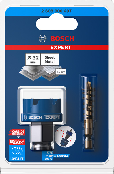 BOSCH EXPERT Sheet Metal Lochsäge, 32 × 5 mm. Für Dreh- und Schlagbohrer