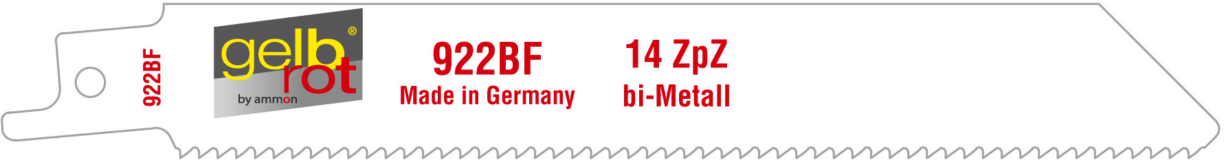 gelbrot Säbelsägeblätter Typ 922 BF Länge 150 mm Kunststoffbox mit 20 St.