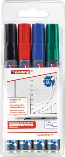 EDDING Boardmarker 250 schwarz/rot/blau/grün Strich-B.1,5-3mm Rundspitze EDDING