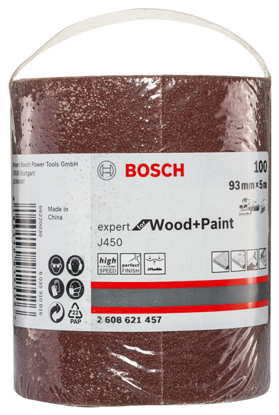 BOSCH Schleifrolle J450 Expert for Wood and Paint, 93 mm x 5 m, 100