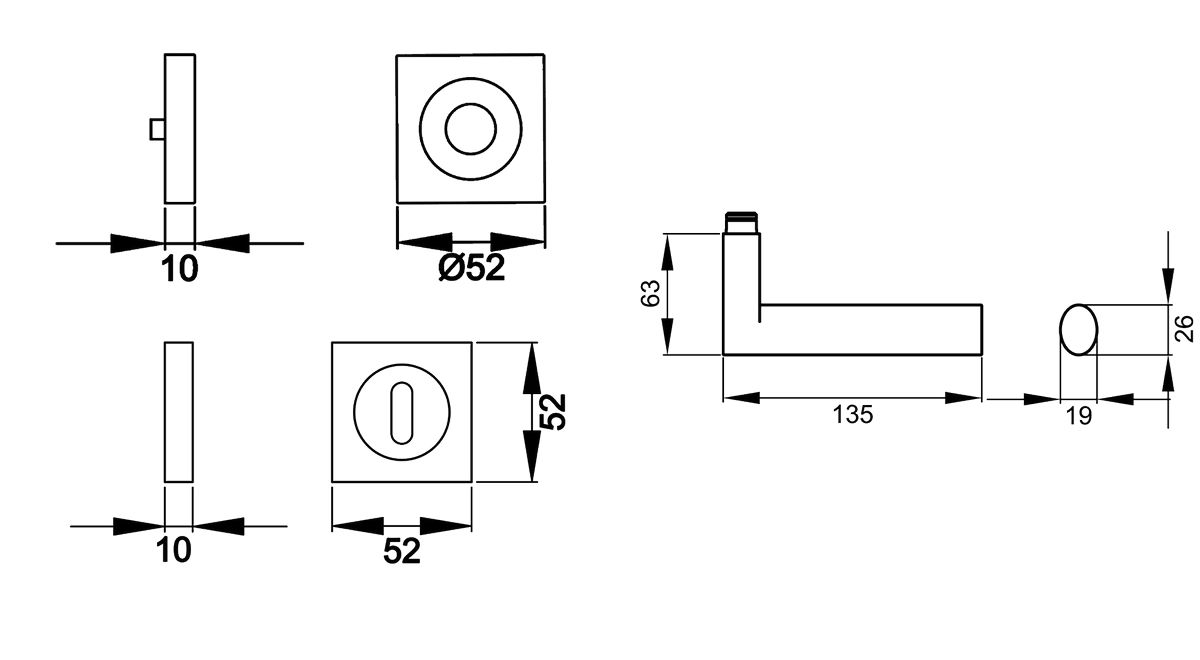 KARCHER DESIGN Drückergarnitur ER45Q BB0 83 - Madeira, Buntbart, Edelstahl
