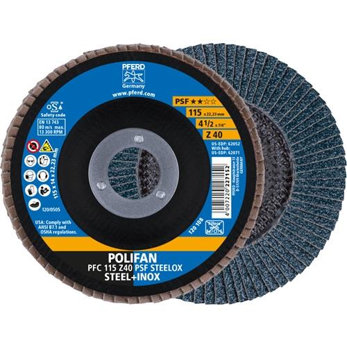 PFERD Fächerscheibe POLIFAN Z PSF STEELOX D.115mm K.40 kon.STA/INOX ZK PFERD