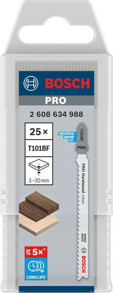 BOSCH Stichsägeblatt T 101 BF Clean for Hard Wood, 25er-Pack