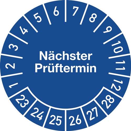 Nordwest Mehrjahresprüfplakette D.20mm Nächster Prüftermin 2023-2028 Folie
