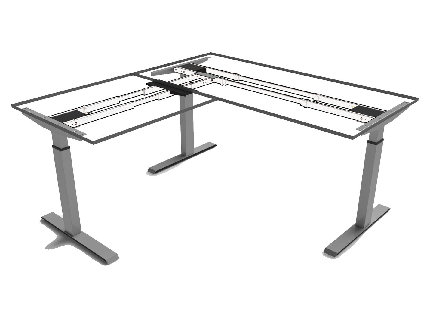 SWEDSTYLE Erweiterungsset für Tischgestell Classic Flex 3D mit 660mm Hub
