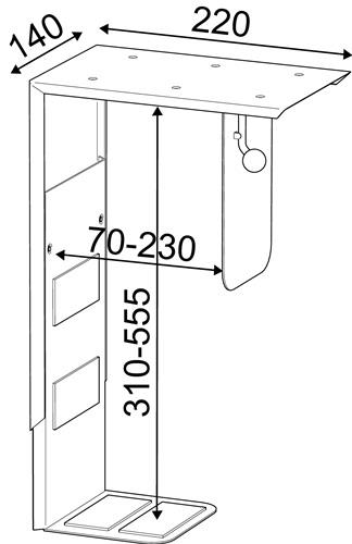 TWINCO CPU-Halter Innen-B.70-230mm Innen-H.310-555mm grau f.alle CPU-Gehäuse