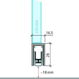 PLANET Glastürdichtung KG-U FH, Silikon 584 mm grau