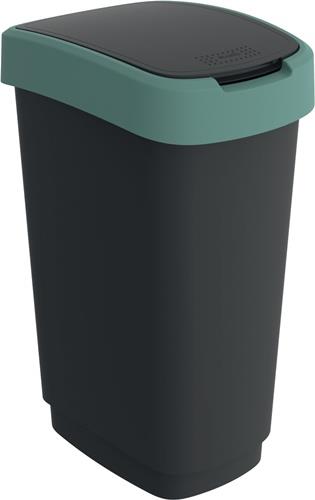 ROTHO Wertstoffsammler TWIST 50l H602xB298xT401mm schwarz Deckelrand blau ROTHO