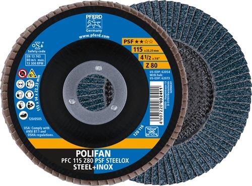 PFERD Fächerscheibe POLIFAN Z PSF STEELOX D.115mm K.80 kon.STA/INOX ZK PFERD