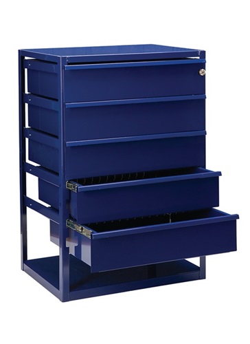 Nordwest Thekenschrank LOGS 190 H795xB540xT390mm 5 Schubl.Fbd.blau RAL 5022 LOGS