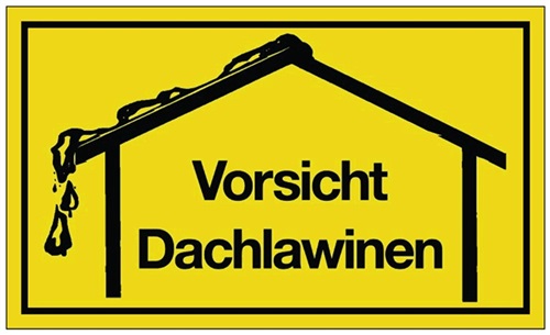 Nordwest Hinweiszeichen Vorsicht Dachlawinen L250xB150mm gelb schwarz Ku.