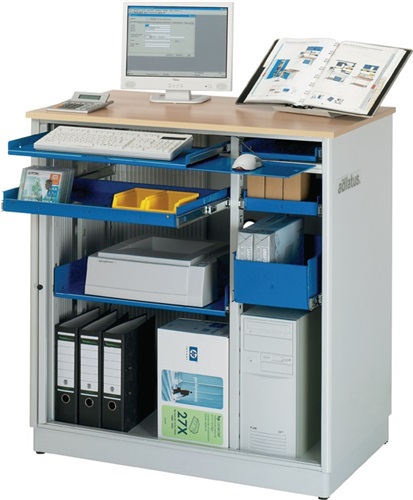 RAU Computer-Station H1100xB1030xT660mm stationär enzianblau lichtgrau
