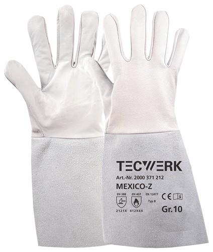 TECWERK Schweißerhandschuhe Mexico Z Gr.10 grau EN 388/407/12477 10PA TW