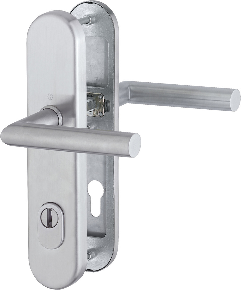 HOPPE® Schutz-Drückergarnitur mit Langschild Amsterdam E1400Z/3332ZA/3310, 10/92 mm, ES 1 (SK2), Edelstahl, 3661963