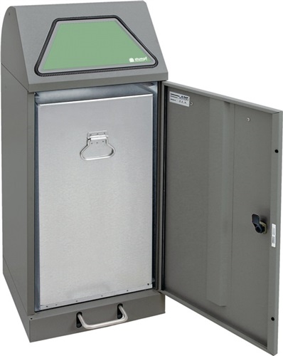 STUMPF Wertstoffsammler 75l H900xB400xT380mm lichtgrau verzinkter Einsatz,m.Trethebel