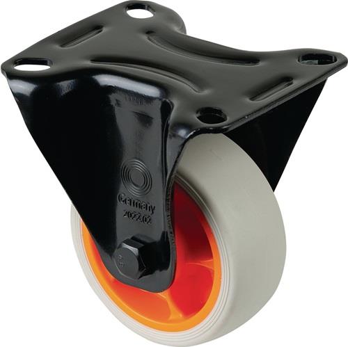 BS ROLLEN Bockrolle D.80mm Trgf.100kg Gum.Platte L104xB80mm Farbe Rl.hellgrau BS ROLLEN