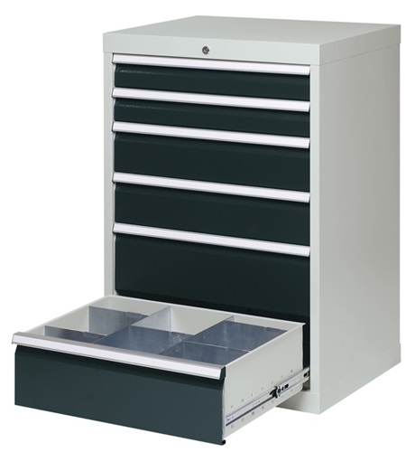 BEDRUNKA+HIRTH Schubladenschrank H1019xB680xT500mm grau/anthr. 6Schubl.Vollauszug