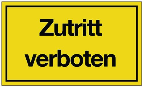 Nordwest Hinweiszeichen Zutritt verboten L250xB150mm gelb schwarz Ku.