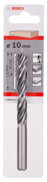BOSCH Holzspiralbohrer Standard, 10 x 80 x 120 mm, d 10 mm