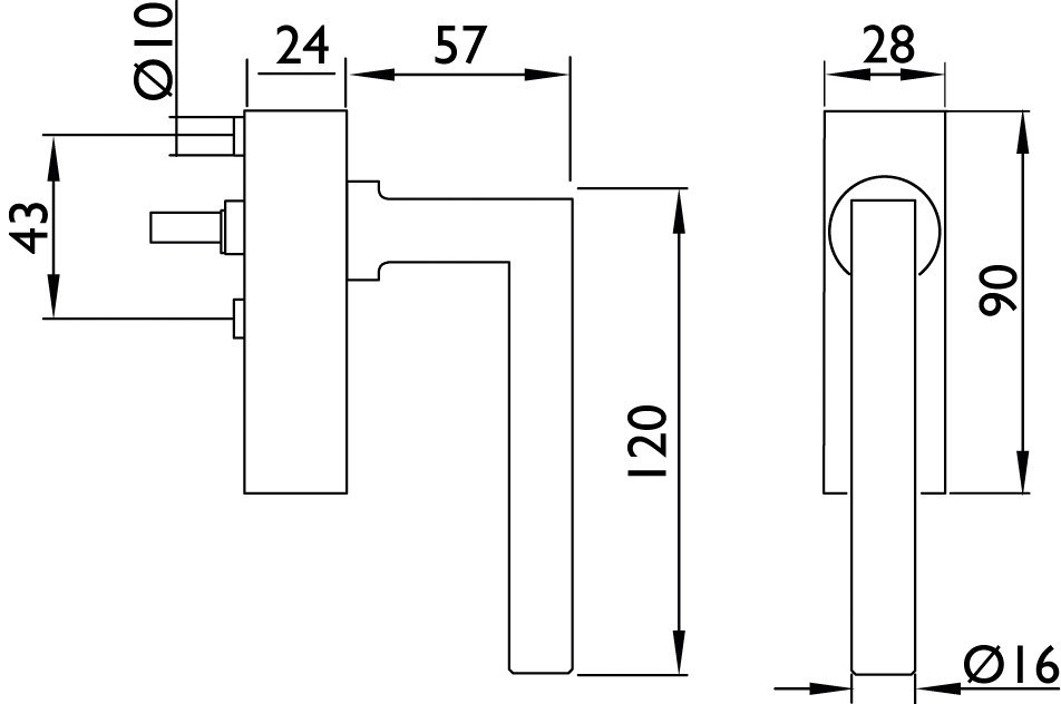 HERMAT Fenstergriff abschließbar SQUARE 1835/DKSI, Edelstahl