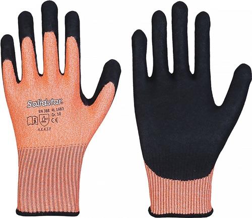 LEIPOLD Schnittschutzhandschuhe Solidstar 1683 Gr.10 orange/schwarz EN 388 PSA II 12 PA