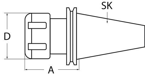 PROMAT Spannzangenfutter ER DIN 69871AD Spann-D.2-20mm SK40 A.-L.70mm PROMAT