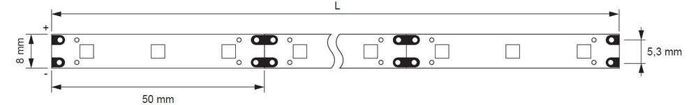 L&S LED-Band 60LEDs/m (2835), 4000K, 3/50mm, 12VDC, 4,8W/m, 8mm x 50m, IP20, ohne Zuleitung, Tudo Eco