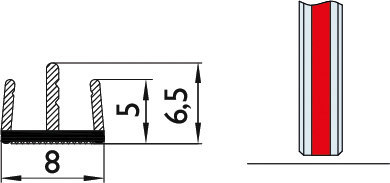 HERMAT Glastürdichtung 6501.G/GLAS/SLIP