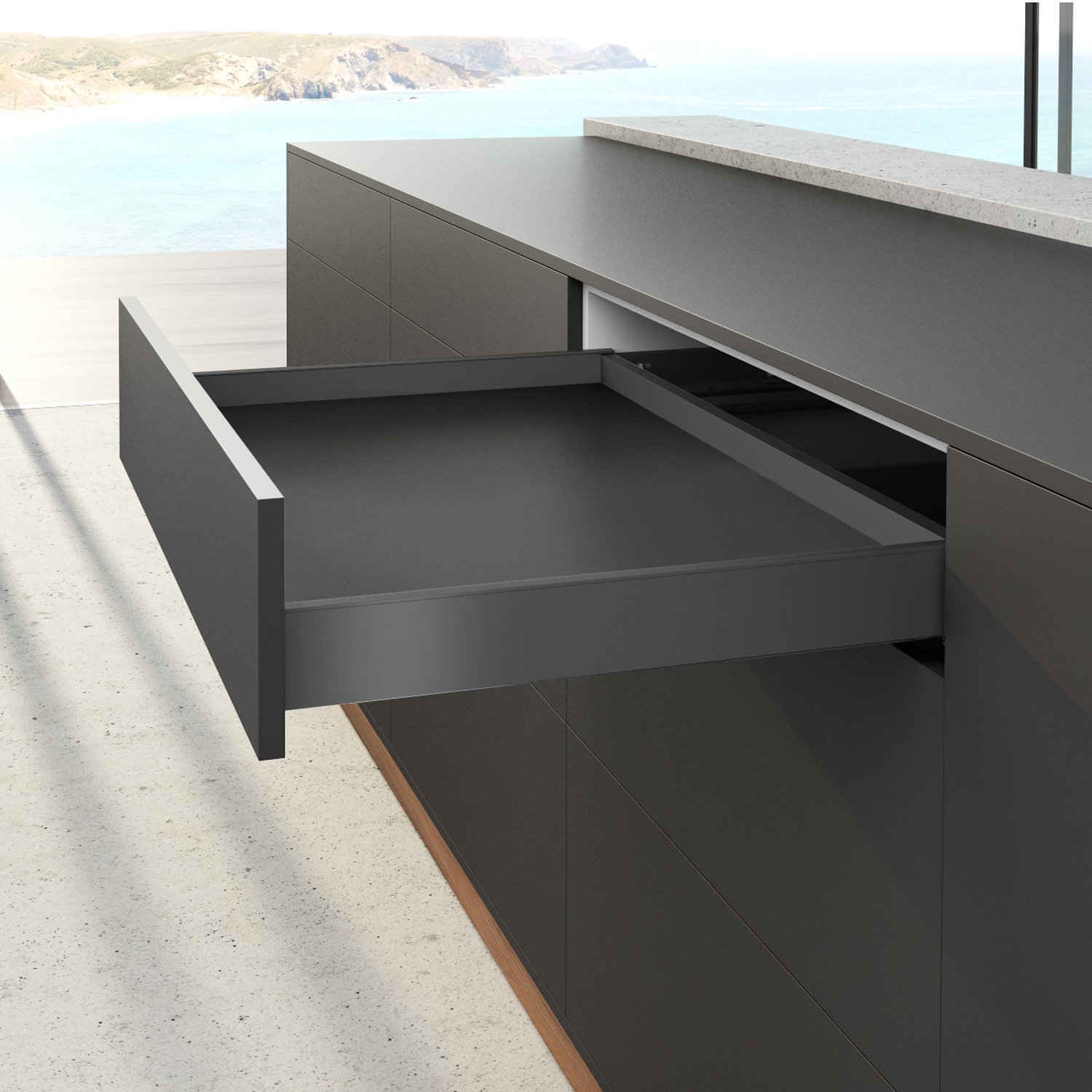 HETTICH AvanTech YOU Set Zarge, Höhe 77 mm x NL 400 mm, anthrazit, links und rechts, 9353417