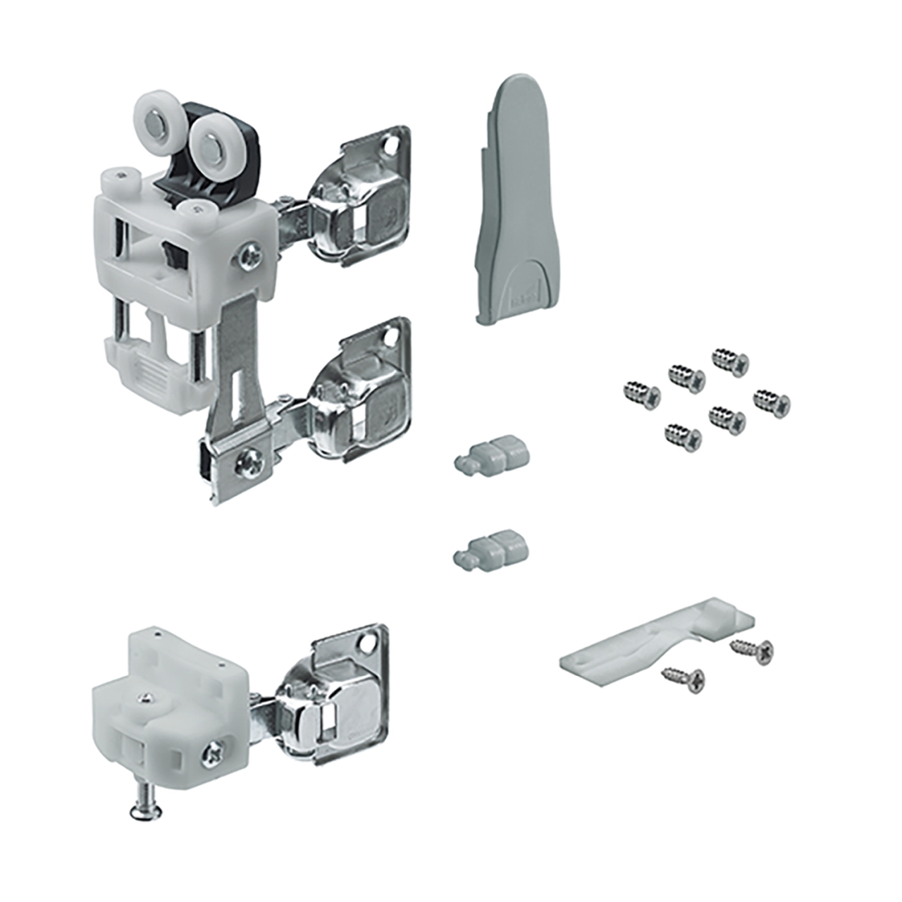 HETTICH WingLine L, Laufteilset mit unterer Führung mit Schließautomatik, 25 kg , grau, rechts, 9278486