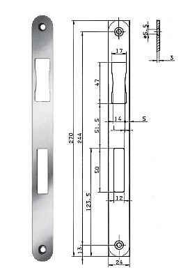 BKS Flachschließblech B 9000, rund, Edelstahl