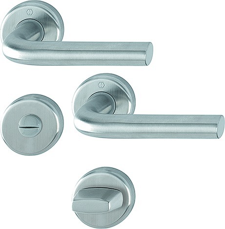 HOPPE® Drückergarnitur mit Rosetten Essen E1555Z/17KV/17KVS, festdrehbar, Edelstahl, 3880921 HOPPE® Drückergarnitur mit Rosetten Essen E1555Z/17KV/17KVS, festdrehbar, Edelstahl, 3880921