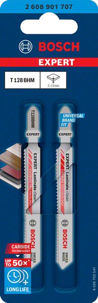 BOSCH EXPERT 'Laminate Clean' T 128 BHM Stichsägeblatt, 2 Stück BOSCH EXPERT 'Laminate Clean' T 128 BHM Stichsägeblatt, 2 Stück