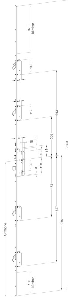 WINKHAUS Selbstverriegelnde-Mehrfachverriegelung STV AV3-U2471 M4 A9, 8/92, Stahl 5043043