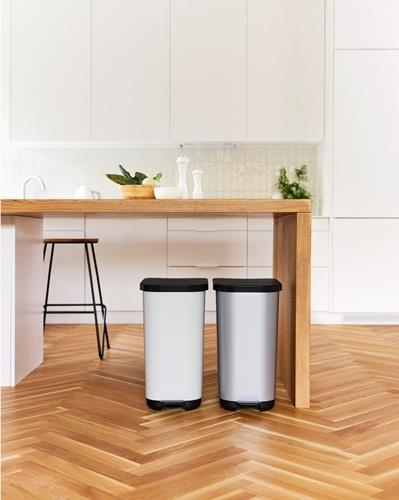 ROTHO Tretabfallsammler RIBO 35l H513xT285mm Ku.silber ROTHO