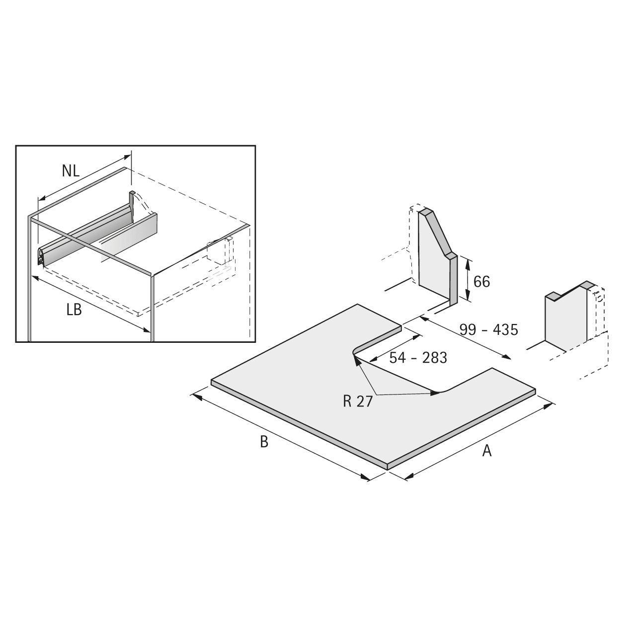 HETTICH Banio Rahmenset, weiß, 9153385