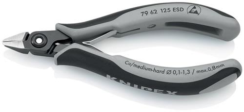 KNIPEX Präzisions-Elektronik-Seitenschneider L.125mm Form 6 Facette nein pol.