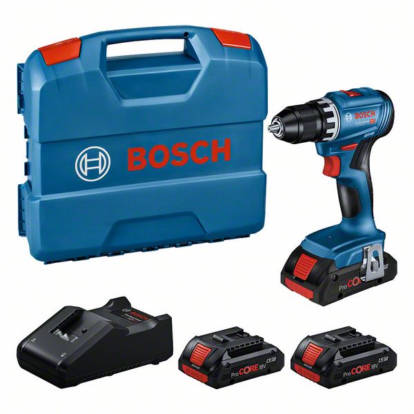 BOSCH Professional Set: Akku-Bohrschrauber GSR 18V-45, 3 x ProCORE18V 4.0Ah, L-Case