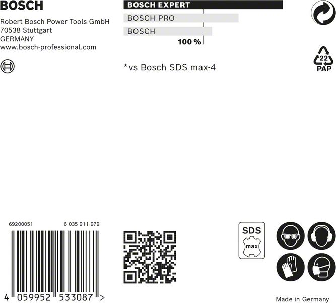 BOSCH EXPERT SDS max-8X Hammerbohrer, 22 x 400 x 520 mm. Für Bohrhämmer BOSCH EXPERT SDS max-8X Hammerbohrer, 22 x 400 x 520 mm. Für Bohrhämmer