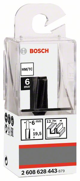 BOSCH Nutfräser Standard for Wood, 6 mm, D1 12,7 mm, L 19,5 mm, G 51 mm