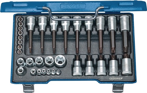 GEDORE Steckschlüsselsatz 19 TX 20 34-tlg.1/4+1/2 Zoll T8-T60/E4-E24 GEDORE GEDORE Steckschlüsselsatz 19 TX 20 34-tlg.1/4+1/2 Zoll T8-T60/E4-E24 GEDORE