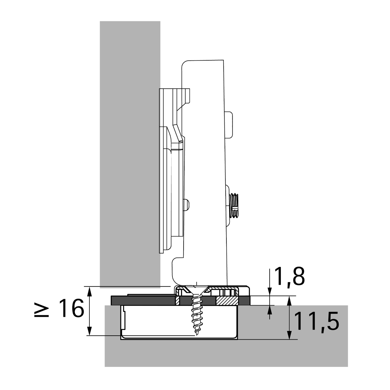 HETTICH Adapter zur Reduzierung der Bohrtiefe, für Bohrbild TH, Dicke 1.8 mm, 9306263