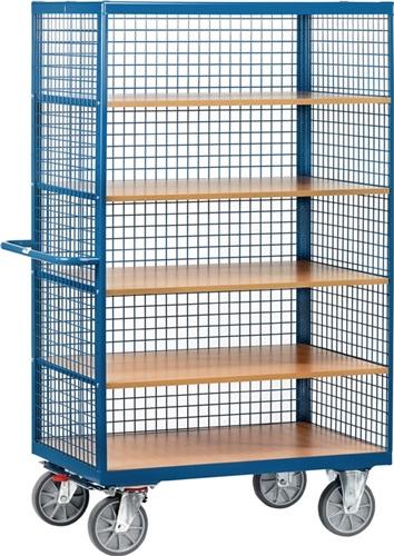 FETRA Etagenwagen L1170xB700xH1792mm Trgf.750kg 4Etagen Drahtgitter,1 Längsseite offen