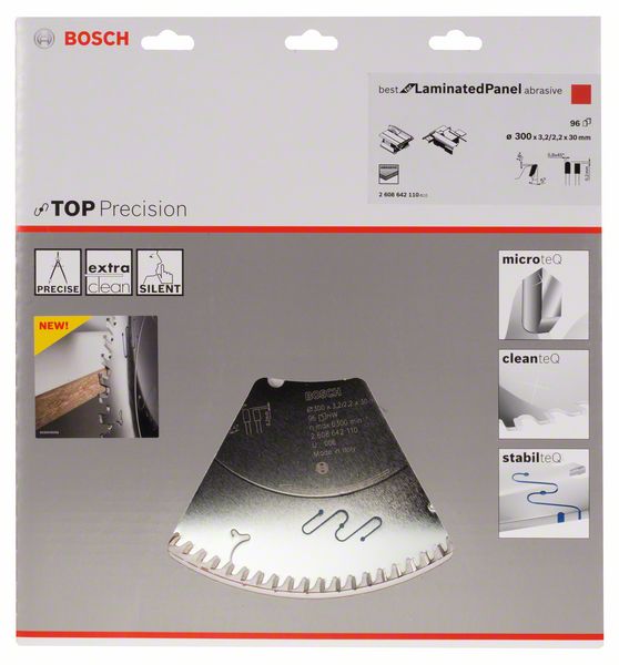 BOSCH Kreissägeblatt Top Precision Best for Laminated Panel Abrasive 300x30x3,2 mm, 96
