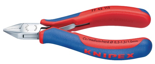 KNIPEX Elektronikseitenschneider L.130mm Form 4 Facette nein 2K-Hülle spiegelpol.KNIPEX